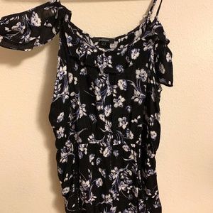 Black with Blue Flowers Romper